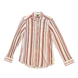 Cotton Eddie Bauer Purple Stripe Long Sleeve Gauze Button-Up Size XS